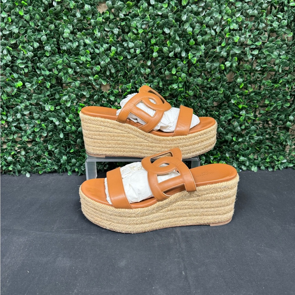 HERMES Nappa Ithea Espadrille Wedge Sandals - W9